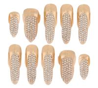 CLISPEED 10 pièces Faux Ongles Griffes Rose Doré Accessoires Nail Art Punk Halloween Anneaux Griffes Chat Longs pour Fête Cosplay Petits Moyens Grands