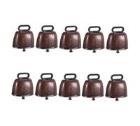 CLISPEED 10 Pièces Lot de Cloches Bronze Rouge pour Bétail Ferme et Noël Cloches Métalliques Artisanales Puissantes pour Vaches Moutons et Chevaux Plein Air Clair et Décoration