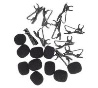 CLISPEED 10 pièces Microphone Lapel Tie Clips Fer avec Bonnets Mousse Noire Mini Clips pour Enregistrement Conférence Karaoké et Discours