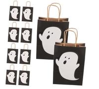 CLISPEED 10 Pièces Sacs à Halloween Papier Réutilisables avec Motifs Fantômes Noirs pour Friandises et Petits Décoration Festive pour Fête Dhalloween