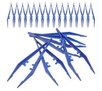 CLISPEED 100 Pièces Pincettes de Laboratoire de 13cm avec Pointe Dentelée Manipulation Précise en Plastique Bleu et Rainures pour Doigts et Protection des Échantillons en Expériences