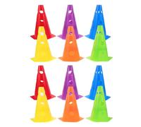 CLISPEED 12 Pièces Cône D'entraînement de Football Couleur Aléatoire 23cm Hexagonal en PE avec Trous Intégrés, Structure Stable pour Améliorer la Précision Lors des Entraînements Sportifs