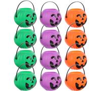 CLISPEED 12 Pièces Porte-bonbons Citrouille en Plastique Compact et Facile à Transporter, Décoration de Chaudron de Sorcière pour Célébrations Halloween et Trick Or Treat