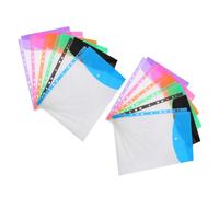CLISPEED 12 Pochettes Perforées A4 Transparentes en Pvc, 12 Pièces Multicolores Étiquette, Pochettes à Feuilles Mobiles Étanches pour Rangement de Documents, École, Bureau, Voyage