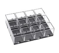 CLISPEED 12pièces Boîte De Rangement Plastique Pour Étui Exposition Carré Pour Échantillons De Cristaux Et Fossiles Noir