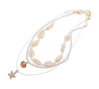 CLISPEED 1ensemble Collier Coquillages Tressé Bijoux Artisanaux Choker Unique Avec Pendentif Naturel Style Hawaïen Parfait Pour Plage