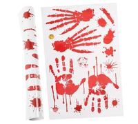 CLISPEED 2 Ensembles Stickers Muraux Halloween Sanglants Autocollants Mains Rouges Effet Sanglant Décoration Murale Adhésive pour Porte Fenêtre Maison Bar Extérieur PVC