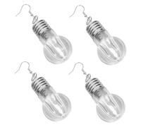 CLISPEED 2 Paires Boucles d'oreilles ampoule rose pendant lumière disco ampoules décorations d'oreille boucles d'oreilles de fête d'ampoule de lampe pendentifs d'oreille résine blanche