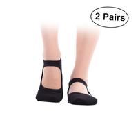 CLISPEED 2 paires Chaussettes Yoga Antidérapantes Mi-mollet Coton pour Femmes Confortables et Respirantes pour Pilates Ballet et Exercices à Domicile