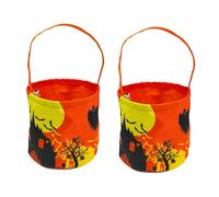 CLISPEED 2 Pièces à Bonbons Halloween LED Citrouille Réutilisable avec Poignée Ajustable Panier Lumineux Fête Décoration Thématique et Cadeau Pratique