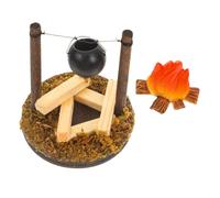 CLISPEED 2 pièces Accessoire Maison Poupée Mini Poêle Suspendu Vintage Résine Décor Miniature Feu de Camp pour Micro Paysage de Cuisine pour Jeu Imitation