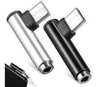 CLISPEED 2 Pièces Adaptateur Audio USB-c vers Jack 3, 5mm, Angle 90°, Mini | Plastique, Format Léger et Compact, Son Clair et Précis, pour Écouteurs et Téléphone