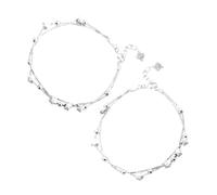 CLISPEED 2 pièces Bracelet Argent Double Couche avec Perles et Étoiles Lot de Bracelets Ajustables pour Femmes et Adolescentes Bijoux Empilables Élégants