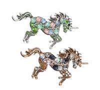 CLISPEED 2 pièces Broche Licorne Alliage avec Cristaux Épingle Mode Colorée pour Femme Accessoire Original pour Veste Pull et Tenue de Fête