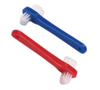 CLISPEED 2 Pièces Brosse à Dents Pour Prothèse Dentaire Petite Tête Double Poils De Fermeté Moyenne Nettoyage Facile Des Dentiers Support Inclus