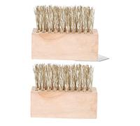 CLISPEED 2 pièces Brosse Fil Acier pour Désherbage Brosse Dure à Manche Long Bois Nettoyeur Pratique pour Mousse et Nettoyage Extérieur Jardin et Cour