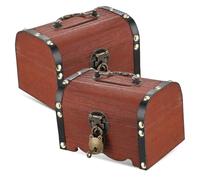 CLISPEED 2 pièces Coffres Au Trésor Vintage Bois avec Cadenas Petit Coffre de Rangement pour Objets Précieux