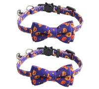 CLISPEED 2 Pièces Collier pour Chat Halloween avec Nœud et Clochette Confortable et Facile à Porter Accessoire pour et Chiens