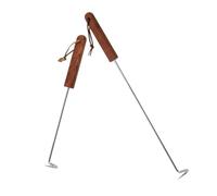 CLISPEED 2 pièces Crochet à Viande Acier Inoxydable Poignée Longue Anti-brûlure Tourne-Viande Robuste pour Barbecue Camping et Repas Plein Air