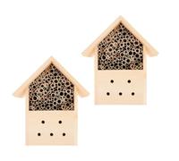 CLISPEED 2 Pièces Maison D'abeilles en Bois, Maison à Abeilles Décorative Suspendue, Khaki, Style Cabane, pour Jardin Extérieur, Abri D'hibernation Reproduction des Abeilles