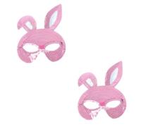 CLISPEED 2 Pièces Masque Lapin à Sequins Brillant Demi Visage Masque Carnaval Élégant Unisexe Accessoire Cosplay pour Fête Costumée Halloween et