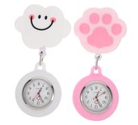 CLISPEED 2 pièces Montre Infirmière Rétractable Silicone Lot de Design Pratique avec Clip pour et de Santé Modèle et Patte de Chat Rose