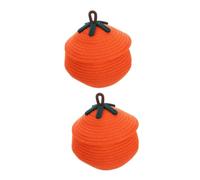 CLISPEED 2 Pièces Panier de Rangement Tissé Corde de Coton Orange Grand Modèle Boîte de Stockage Décorative pour Snacks Cosmétiques et Petits Objets Panier de Bureau Polyvalent
