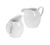 CLISPEED 2 pièces Pichet à Lait Céramique Blanche avec Poignée Lot de Crémier pour Café Sauce et Sirop Bord Versant Anti-goutte Fond Antidérapant Résistant Aux Taches Usage Quotidien