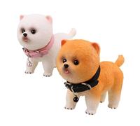 CLISPEED 2 Pièces Puppy Dog Statue Small Realistic Pomeranian Model Vinyl Toy for Home Decor Animal Figurine