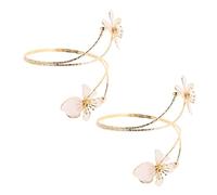 CLISPEED 2 Pièces Upper Arm Flower Cuff Bracelets Elegant Wide Open Floral Bangles For Women Handmade Glossy Enamel Arm Bracelet For Casual And Formal Wear