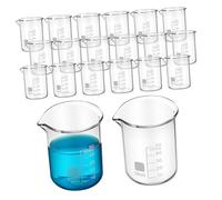 CLISPEED 20 pièces Béchers Verre Gradués avec Bec Verseur Verrerie de Laboratoire Résistante Chaleur pour Mesure et Mélange Tasses Dosage Transparentes Polyvalentes pour Laboratoire et