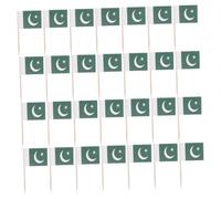CLISPEED 200 Pièces Drapeau Pakistan Mini Bois Décorations pour Petits Gâteaux Piques à Cocktail Cure-Dents Festifs Accessoires De Fête