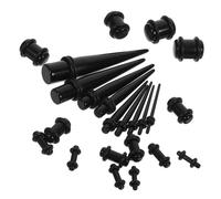 CLISPEED 23 Pièces Accessoires d'expanneur d'oreille cône d'oreille plusieurs tripler étirement de la jauge acier tendeur forme kit d'écarteurs d'oreille civières de perçage d'oreille Noir