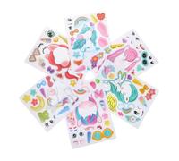 CLISPEED 24 feuilles Autocollants DIY Licorne Papier Stickers Amusants pour Fêtes Anniversaire et Décoration Murale Garçon Fille Création de Visages Licornes Animées