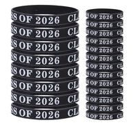 CLISPEED 24 Pièces Bracelets Adaptés la Plupart des Poignets en Silicone Noirs Souples et Flexibles pour Remise de Diplômes 2026 pour Présents de Fête de Fin D'études