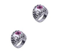CLISPEED 2Pcs Evil Eye The Ring Rings Skull Eyeball Hommes Evil Red