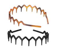 CLISPEED 2pièces Bandeau Dents Cheveux Anti-glisse Serre-tête Ondulé Plastique Accessoires Chignon Unisexe Maintien Sécurisé Et Confortable Bande Cheveux Mode Noir Et Écaille