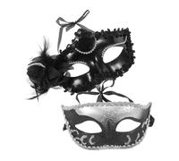 CLISPEED 2Pièces Masque de Carnaval Vénitien Élégant pour Femmes de Demi Visage pour Halloween et Fêtes Costumées Accessoire Unique pour et