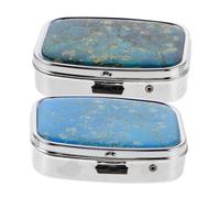 CLISPEED 2pièces Pilulier De Poche Métal Boîte à Portable Organisateur De Pilules De Voyage Lot De Compartiments Et Léger