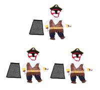 CLISPEED 3 Ensembles Costume Pirate pour Chien Coton Confortable Déguisement Animal de Compagnie pour Halloween pour Chiots et