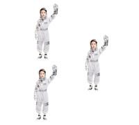 CLISPEED 3 Ensembles Déguisement Astronaute Fille Costume Cosplay Garçon Fille Complet Combinaison Gants Cagoule Tenue de Scène Respirante pour Fête Danniversaire Halloween Noël