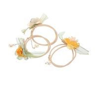CLISPEED 3 Pièces Bandeaux Élastiques Fleurs Avec Perles Et Franges Accessoires Cheveux Élégants Pratique Styles Boho Et Mariage