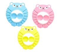 CLISPEED 3 pièces Bonnet de Bain Garçon Fille Imperméable avec Cache Oreilles Ajustable pour Garçon Fille Protection Yeux et Oreilles Lors Shampooing Rose Jaune Bleu