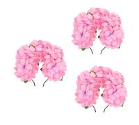 CLISPEED 3 Pièces Couronne de Fleurs Rose Artificielle pour Cheveux Tête Floral Élégant et Facile à Porter Accessoire pour Halloween Festivals et Fêtes Cosplay