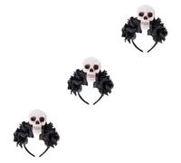 CLISPEED 3 Pièces Halloween Headdress Skull Rose Flower Headband Elastic Fit For Day Of The Dead Costume And Halloween Parties