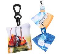 CLISPEED 3 pièces Lot Chiffons Nettoyants pour Lunettes avec Porte-clés Microfibre Double-face Lavable Accessoire Compact pour Écrans Téléphone et Lunettes Décorations Suspendues Petite