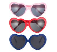 CLISPEED 3 Pièces Lunettes de Soleil à Diffraction Cœur, Style Rétro | Verres Pc, Ajustement Facile, pour Concerts et Nouvel An, Style Vintage, Accessoire Festif