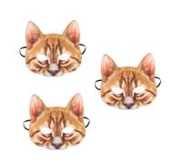 CLISPEED 3 Pièces Masque de Chat Fun Demi Visage EVA et Tissu Mascarade Halloween Unisexe Costume Carnaval et Soirée Style Chat Orange