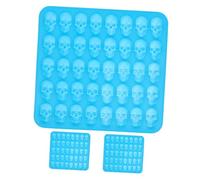 CLISPEED 3 pièces Moule Silicone Tête de Mort Cavités Non Adhérent pour Pâtisserie et Bricolage Halloween Moule Mini Bonbons Cookies Résine DIY Lot de Bleu