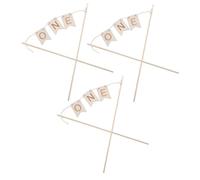 CLISPEED 3 Pièces One Gâteau Topper Bois Naturel Bannière Gravée One pour Décoration Fête Anniversaire An Garçon Fille Design et Stable pour Célébrations Premières Années